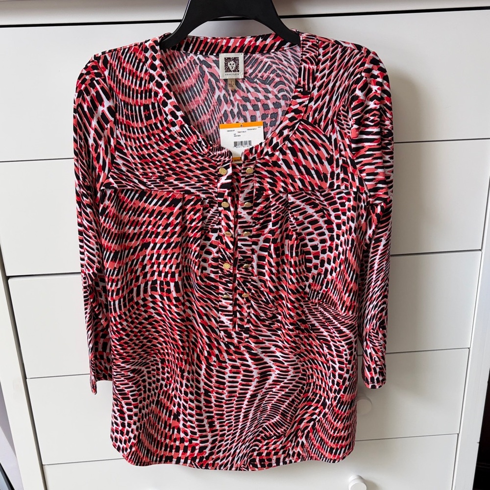 🔥 NWT ANNE KLEIN WOMENS SIZE SMALL TUNIC BLOUSE